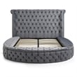 Maklaine Contemporary Upholstered Round Storage King Bed in Gray