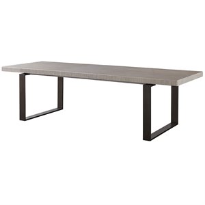 Maklaine Contemporary / Modern Wood Top Butterfly Leaf Wood Dining Table in Gray