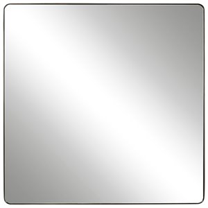 Maklaine 54&quot H x 54&quot W Modern Metal Brown Finish Square Mirror