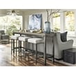 Maklaine Modern Table with 3 Stools in Gray Metal with Wood Top