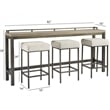 Maklaine Modern Table with 3 Stools in Gray Metal with Wood Top