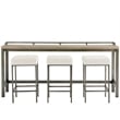 Maklaine Modern Table with 3 Stools in Gray Metal with Wood Top
