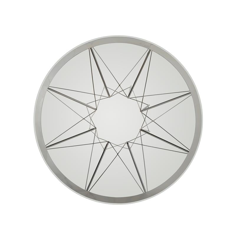 Maklaine Contemporary / Modern Gray Metal Round Dining Table with Glass Top