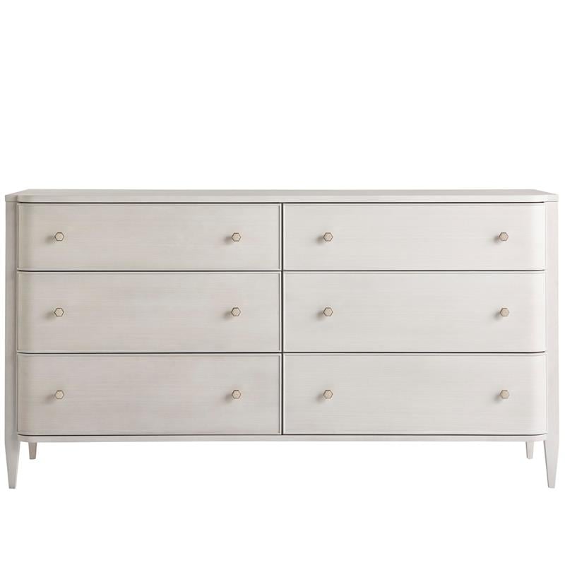 Maklaine Transitional Wood 6 Drawers Dresser in White Finish