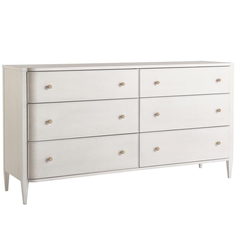 Maklaine Transitional Wood 6 Drawers Dresser in White Finish
