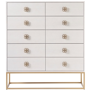 Maklaine Transitional styled Wood Ten Drawer Chest in White Finish