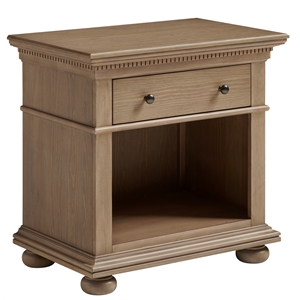 maklaine one transitional drawer wood nightstand in brown finish