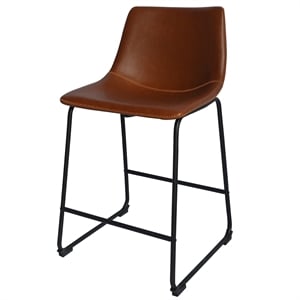 Maklaine Bronze Faux Leather 24&quot Counter Height Chairs w/ Black Legs (Set of 2)