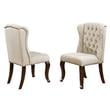 Maklaine Cappuccino Wood 7pc Dining Set with Extendable Table + Beige Chairs