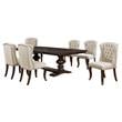 Maklaine Cappuccino Wood 7pc Dining Set with Extendable Table + Beige Chairs