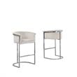 Maklaine Cream Velvet Barstool Chair (Single) with Silver Metal Chrome Base