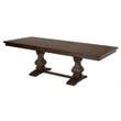Maklaine Walnut Wood Dining Set with Extendable Table & Beige Linen Chairs
