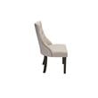 Maklaine Walnut Wood Dining Set with Extendable Table & Beige Linen Chairs