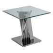 Maklaine Geometric Clear Glass Sofa End Table with Silver Stainless Steel