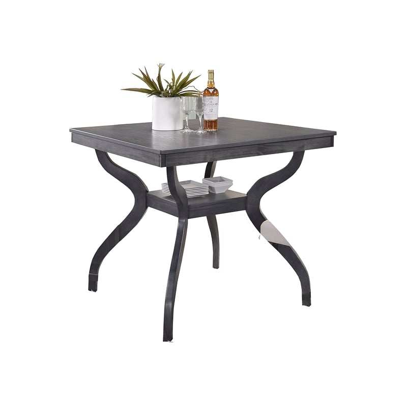 Maklaine Dark Gray Wood Counterheight Square Dining Table 40