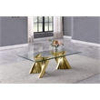 Maklaine Geometric Clear Glass Coffee Table with Gold Stainless Steel