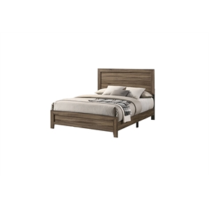 Maklaine Dark Walnut Wood Panel Bed in Eastern King (King) Size