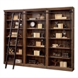 Maklaine Tall Wood Bookcase Wall with Ladder Storage Organizer in Brown