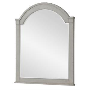 maklaine coastal arched dresser mirror in weathered plank brown