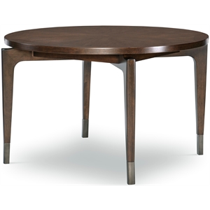 maklaine transitional brown fixed top round wood dining table
