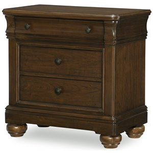 maklaine three traditional wood drawer night stand in classic cherry