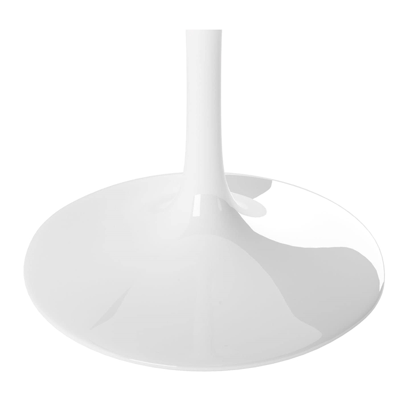 Maklaine 32 inches Round Fiberglass and Metal Dining Table in White