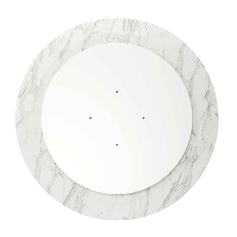 Maklaine 32 inches Round Artifical Marble and Metal Dining Table in White