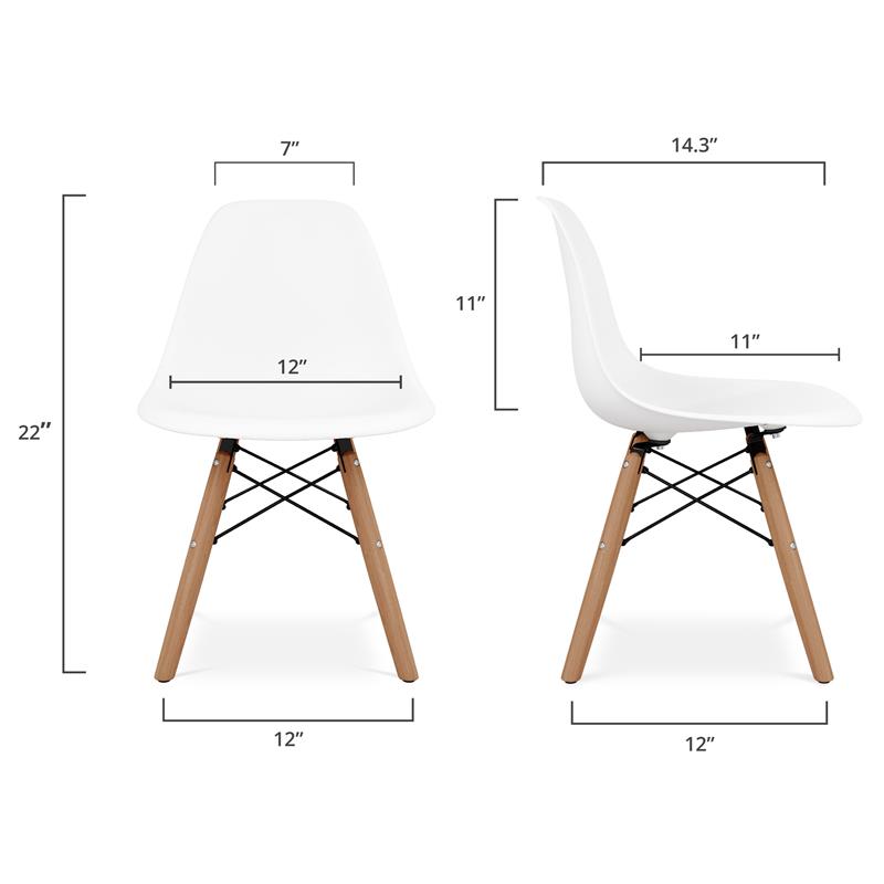 Maklaine 21.75 inches Plastic and Wood Kids Playroom Chairs in White (Set of 2)