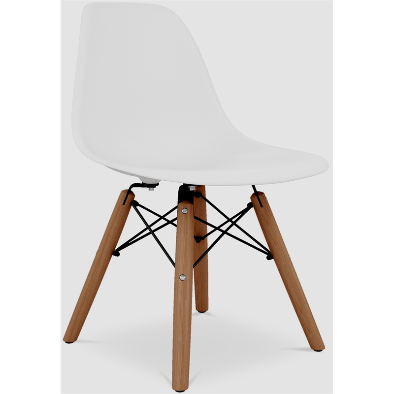 Maklaine 21.75 inches Plastic and Wood Kids Playroom Chairs in White (Set of 2)