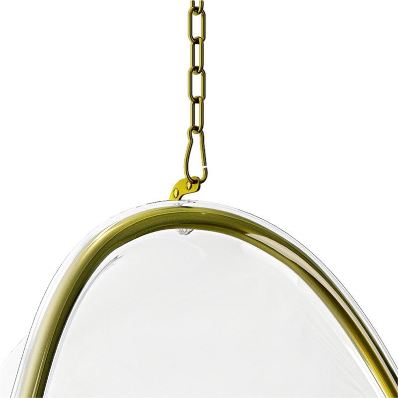 Maklaine 46.5 inches Vinyl Scoop Hanging Chair with Steel Frame in Gold