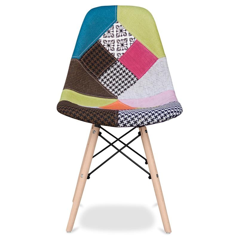 Maklaine 17.5 inches Cotton and Wood Dining Chair in Multi-Color