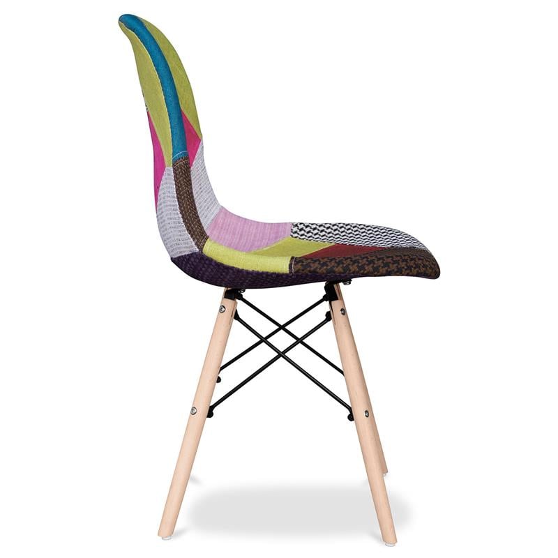Maklaine 17.5 inches Cotton and Wood Dining Chair in Multi-Color