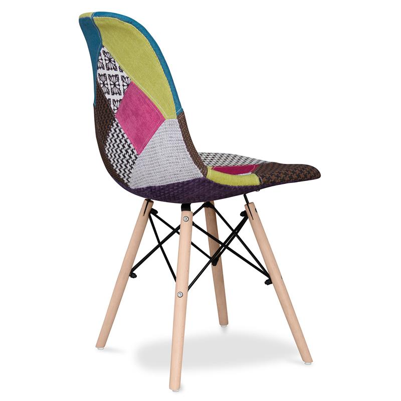 Maklaine 17.5 inches Cotton and Wood Dining Chair in Multi-Color