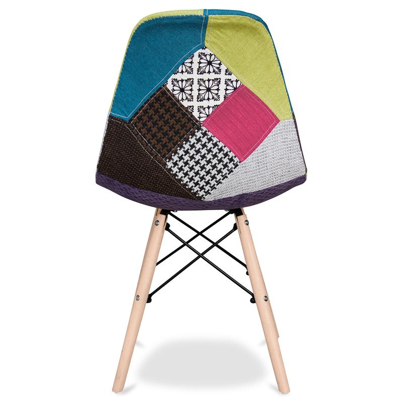 Maklaine 17.5 inches Cotton and Wood Dining Chair in Multi-Color