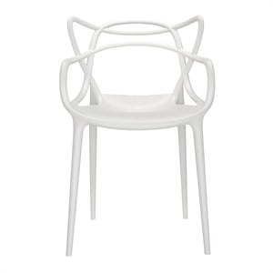 Maklaine 18 inches Mid-Century Plastic Dining Chair in Clear Finish