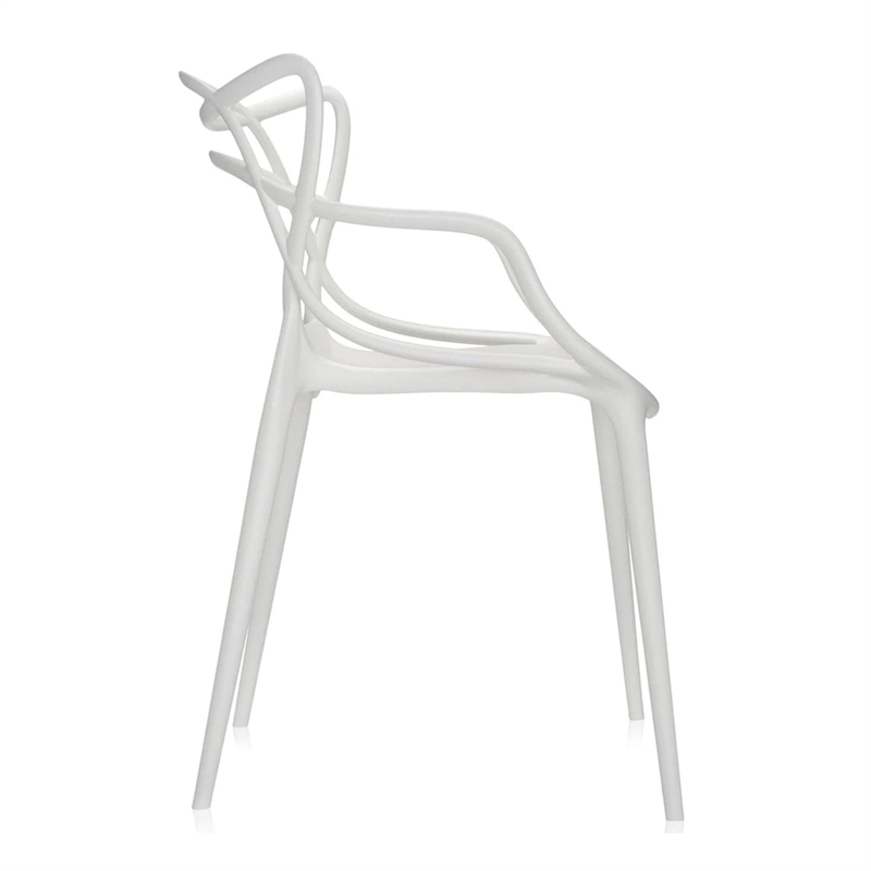 Maklaine 18 inches Mid-Century Plastic Dining Chair in Clear Finish