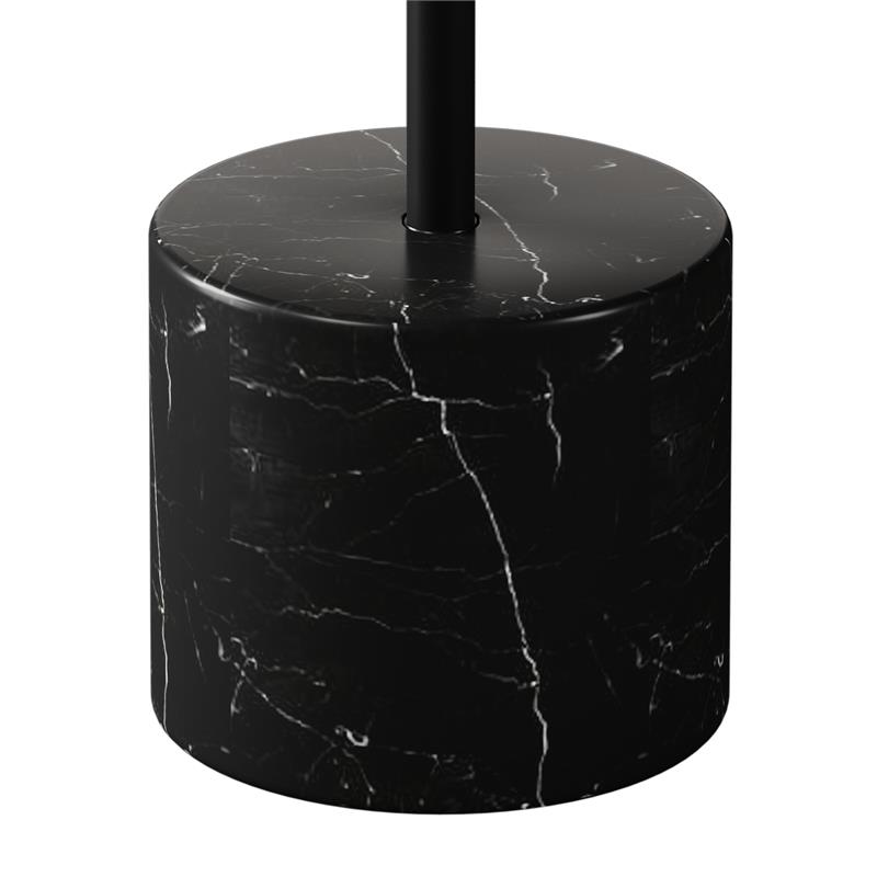 Maklaine 17.3 inches Mid-Century Marble and Metal Coffee Table in Black