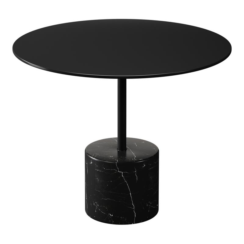 Maklaine 17.3 inches Mid-Century Marble and Metal Coffee Table in Black