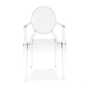 Maklaine 18.5 inches Durable Seat Plastic Crystal Armchair in Clear