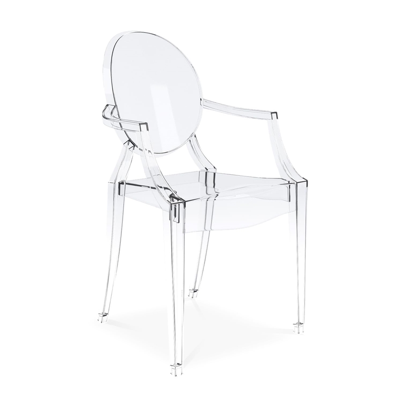 Maklaine 18.5 inches Durable Seat Plastic Crystal Armchair in Clear