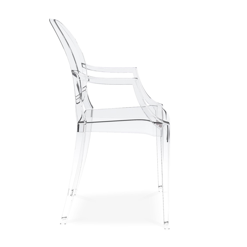 Maklaine 18.5 inches Durable Seat Plastic Crystal Armchair in Clear