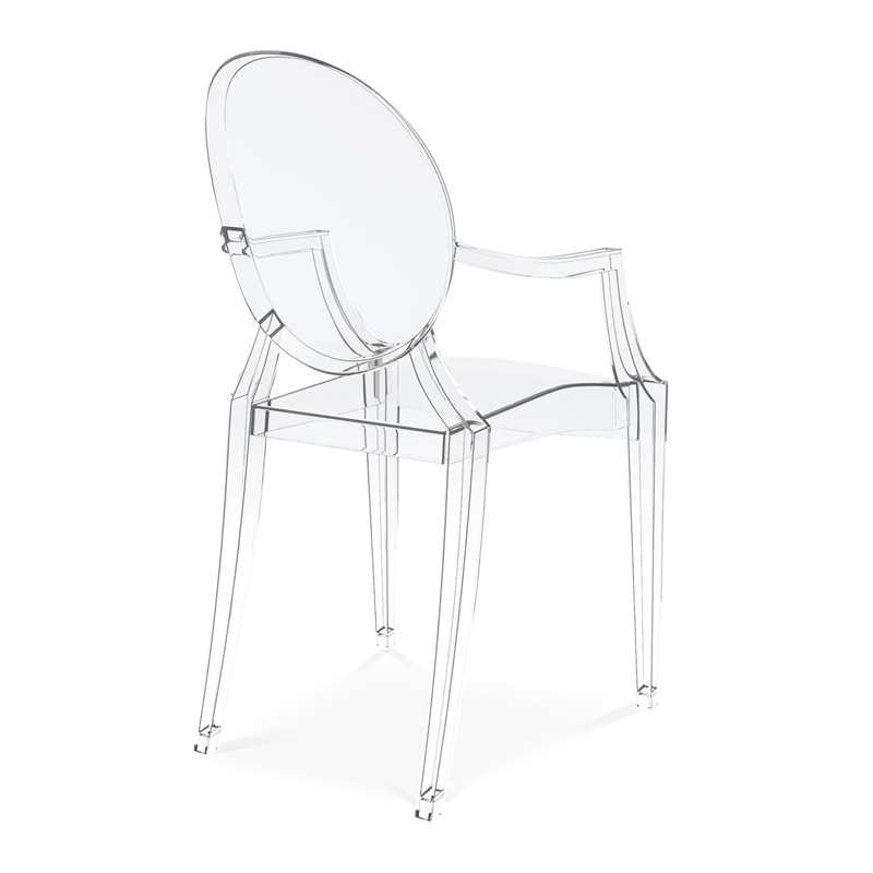 Maklaine 18.5 inches Durable Seat Plastic Crystal Armchair in Clear
