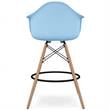 Maklaine 28 inches Plastic Counter Stool with Arms in Blue Finish