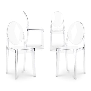 Maklaine 18.5&quot Mid-Century Plastic Crystal Dining Chairs in Clear (Set of 4)