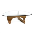 Maklaine 36 inches Mid-Century Glass and Solid Wood Coffee Table in Walnut