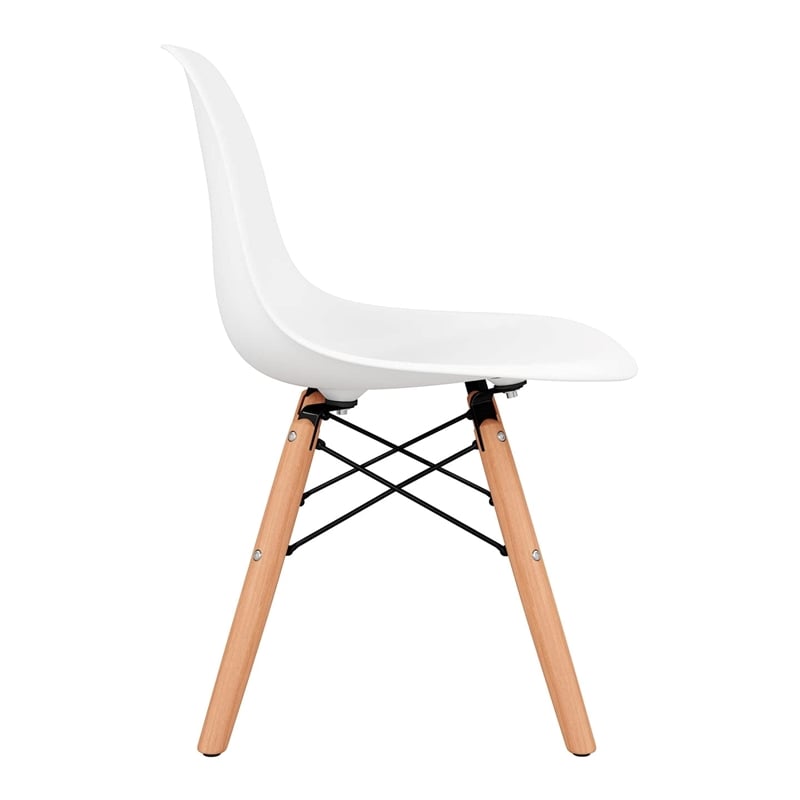 Maklaine 21.75 inches Plastic and Wood Kids Playroom Chairs in White (Set of 4)