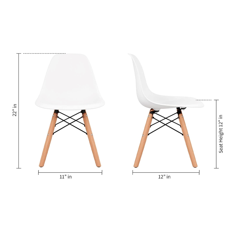 Maklaine 21.75 inches Plastic and Wood Kids Playroom Chairs in White (Set of 4)