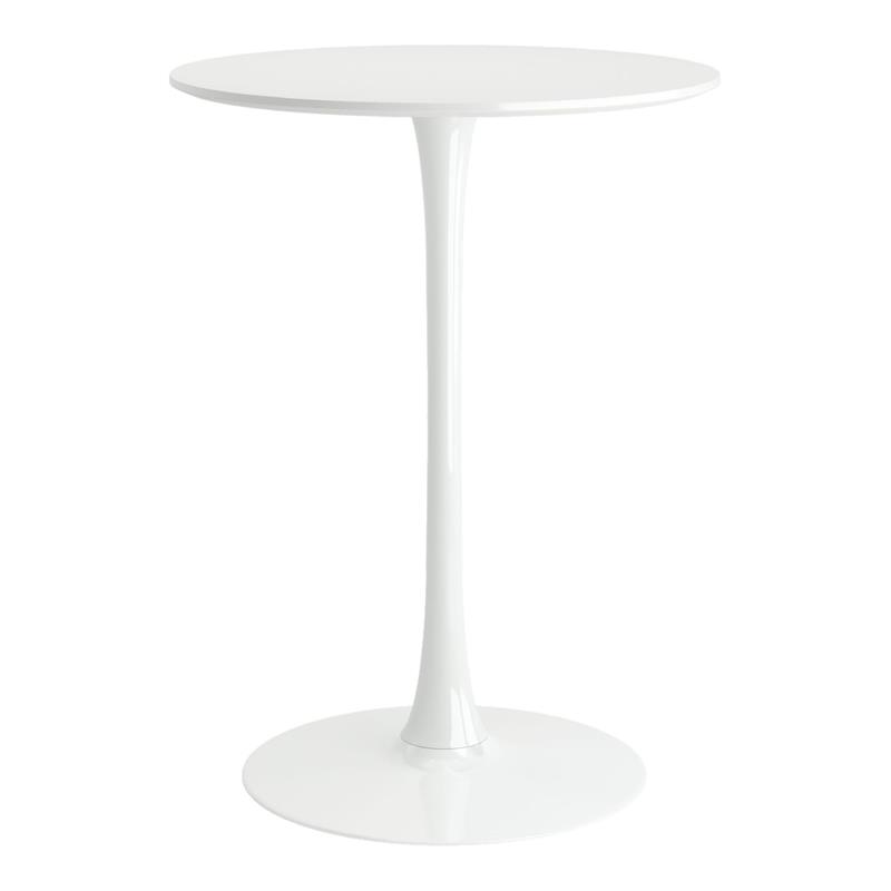 Maklaine 35.5 inches Round Mid-Century Wood Top Bar Table in White