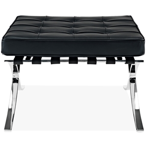 maklaine 32 inches real leather and stainless steel stool in black