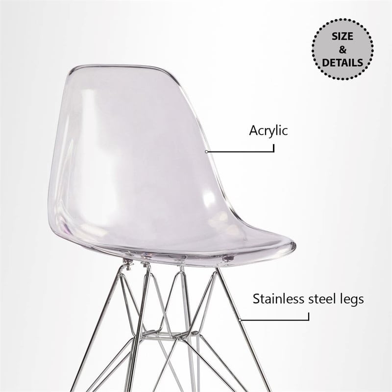 Maklaine 21.75 inches Plastic and Wood Kids Playroom Chairs in Gray (Set of 2)